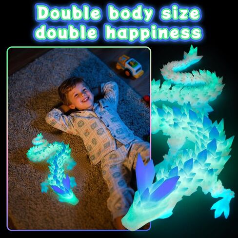 3D Printed Dragon- 24 inch Large Articulated Dragon, Glow Rainbow in Kuwait
