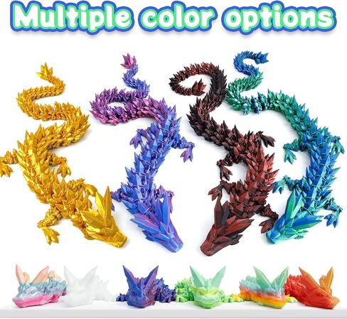 3D Printed Dragon- 24 inch Large Articulated Dragon, Glow Rainbow in Kuwait