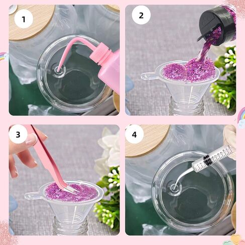 5 PCS Snow Globe Supplies for Glitter Snow Globe ، Diy Glass Coups Kit ، يحتوي على زجاجة مضغوط بلاستيكية ملقطات قمع صغيرة محقنة. (لون القرنفل) in Kuwait