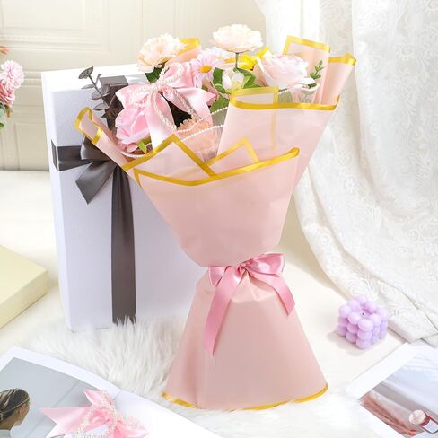 Honeydak 28 PCS أقواس اللؤلؤ الوردي لباقات الزهور مجموعة باقة الزفاف باقة الزفاف 20 ورقة ورقة مضادة للماء 3 أجهزة كمبيوتر in Kuwait