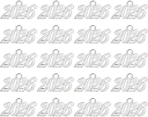 Shapenty Metal Year Signet 2026 DIY Pendant Charms for Graduation Tassels Bracelet Necklace Earrings Keychain Zipper Pulls Cellphone Craft Jewelry Making Christmas Party Decoration, 20PCS in Saudi Arabia