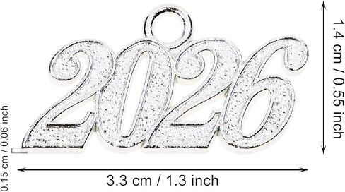 Shapenty Metal Year Signet 2026 DIY Pendant Charms for Graduation Tassels Bracelet Necklace Earrings Keychain Zipper Pulls Cellphone Craft Jewelry Making Christmas Party Decoration, 20PCS in Saudi Arabia
