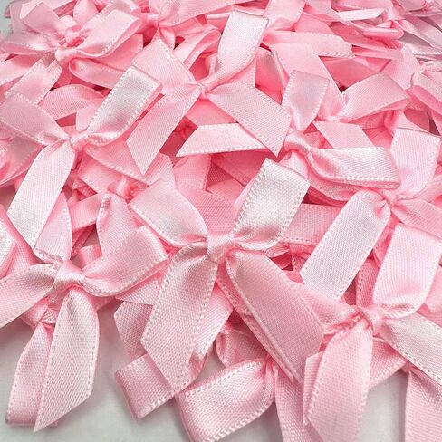 100 Pcs Pink Bows, 1.57 Inch Small Ribbon Bow Decorations, Mini Satin Fabric Bows for Crafts and Gift Wrapping (Pink) in Kuwait