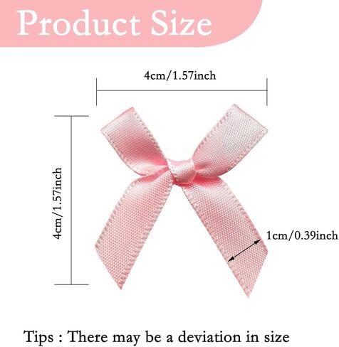 100 Pcs Pink Bows, 1.57 Inch Small Ribbon Bow Decorations, Mini Satin Fabric Bows for Crafts and Gift Wrapping (Pink) in Kuwait