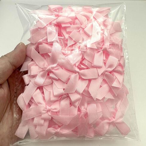 100 Pcs Pink Bows, 1.57 Inch Small Ribbon Bow Decorations, Mini Satin Fabric Bows for Crafts and Gift Wrapping (Pink) in Kuwait