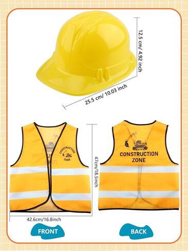 12 Pcs Kid Construction Worker Costume Include 6 Pcs Construction Vest 6 Pcs Construction Hat for Kid Cosplay in Saudi Arabia