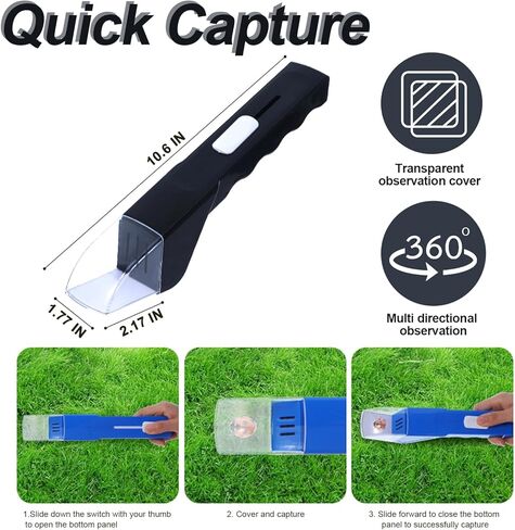 2Pcs Small Animals Catcher Quick Release Humane Catching Tool Clear Contactless Observer Kids Adults Nature Exploration Container to Capture Butterflies, Bees, Spiders, etc (Black+White) in Saudi Arabia