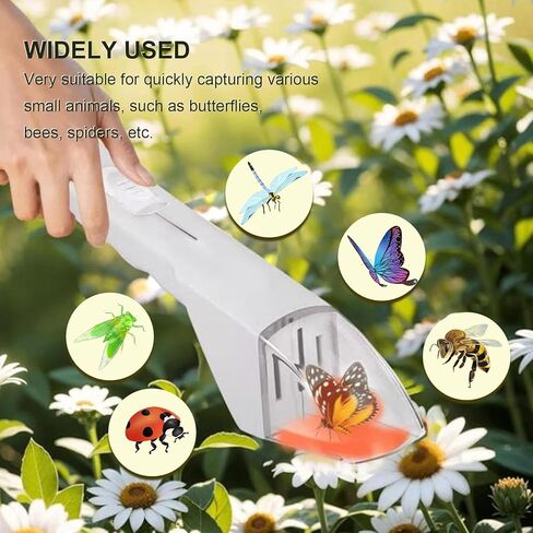 2Pcs Small Animals Catcher Quick Release Humane Catching Tool Clear Contactless Observer Kids Adults Nature Exploration Container to Capture Butterflies, Bees, Spiders, etc (Black+White) in Saudi Arabia