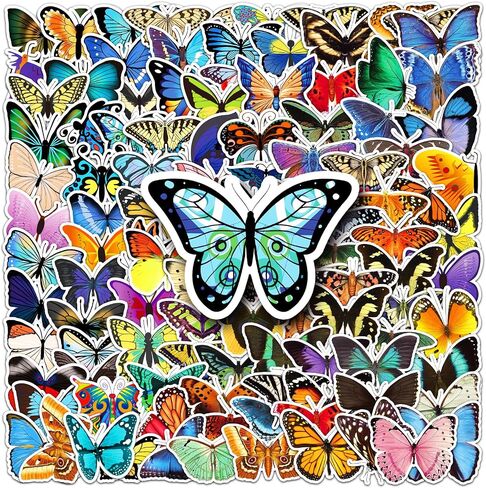 Butterflies Stickers 100PCS,Cool Butterflies Stickers for Scrapbooking,Funny for Teen Girl s Boys,Lovely Underwater Animals Stuff, Decorations for Party, Laptop Decals,Water Bottle in Kuwait