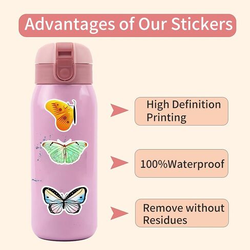 Butterflies Stickers 100PCS,Cool Butterflies Stickers for Scrapbooking,Funny for Teen Girl s Boys,Lovely Underwater Animals Stuff, Decorations for Party, Laptop Decals,Water Bottle in Kuwait
