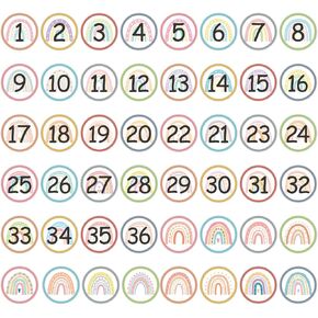 48Pcs Numbers Magnetic Accents Boho Rainbow Numbers 1-36 with 12 Blank Magnetic Labels Writable Calendar Accents for Kid School Whiteboard Classroom Home Teaching Math Arithmetic Supplies