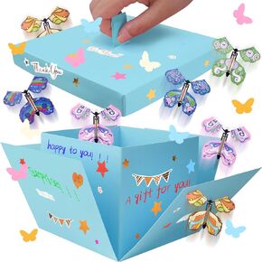 Butterfly Explosion Red Gift Box, DIY Unique Exploding Surprise Gift Box,Surprise Flying Butterfly Explosion Box for, Birthdays, Wedding, Anniversaries