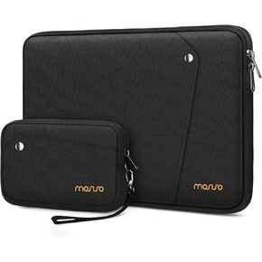 MOSISO 360 Protective Laptop Case 13-14 inch, 13.3 inch Laptop Sleeve Compatible with MacBook Air/Pro 13 / Pro 14, HP Dell Acer ASUS, Polyester Vertical Bag with Front Button&Pocket&Small Case, Black