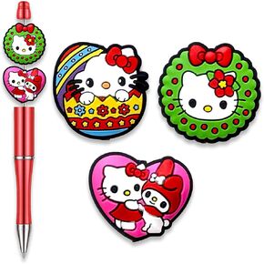 Cartoon Focal Beads for Pens, Cute Silicone Focal Beads for Making DIY Bead Pens Keychain Jewelry (D)