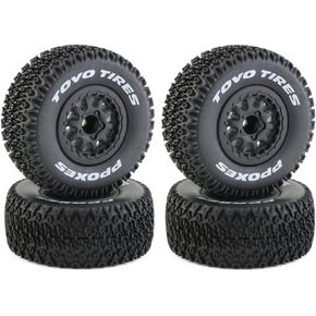 1/10 RC Truck Tires and Wheels 12mm Hex OD 4.33" RC Short Course Tires with Foam Inserts for 1:10 Scale Off Road Truck Car Traxxas Slash 2WD 4×4 Rc4wd Arrma Senton Axial Losi Redcat 4PCS