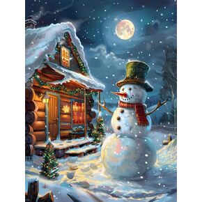 SKRYUIE Paint by Numbers Kit for Adults Beginner Snowman, Acrylic Christmas Oil Painting by Numbers Kits with PaintBrushes Paintwork Art Crafts Canvas for Home Decor 16x20 inch d3