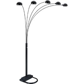 SH Lighting 5 Adjustable Arm Arching Floor Lamp - Features a Dimmer Switch for Perfect Light Settings - 84" Tall Great for Living Rooms, Bedrooms, or Arching Over Couches (Black)