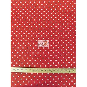 RED/White Small Polka DOTS Print Poly Cotton Fabric 58"/59" Width Sold by The Yard (P90)