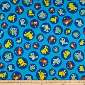 Kaufman Pokemon Characters Red, Fabric by the Yard