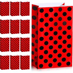 Gersoniel Ladybug Party Bags (28 Count) - Red Polka Dots, Sturdy Paper, Perfect for Birthday Party Favors or Daily Life