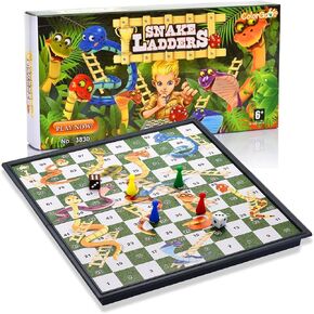 Magnetic Snakes and Ladders Board Games with Folding Board Travel Games Set for Kids and Adults (Magnetic Snakes and Ladders Set) - 9.76 Inches