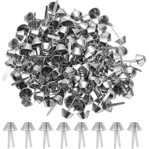 PATIKIL 200 Pcs Metal Brads Purse Feet Studs Mushroom, Flat Bottom Prong Handbag, Great for Bags, Decoration, Clothing, Craft,(Light Gold, 0.4 x 0.7 Inch)