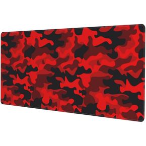 Red and Black Camo Extended Large Gaming Mouse Pad Non Slip Rubber Base Mousepad Stitched Edges 31.5 X 11.8 Inch