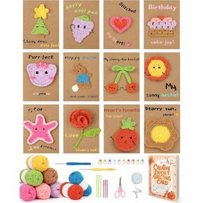 Katech Crochet Kit for Beginners Adults & Kids - Greeting Card Beginner Crochet Kit for Adults with Step-by-Step Tutorial Learn to Crochets, Greeting Card Knitting Set for Any Occasion Gifts