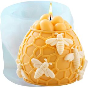 Bee Honeycomb Candle Molds Bee Honey Jar Resin Casting Silicone Mold for Candles Making Aromatherapy Candles Wax Polymer Clay Home Decoration