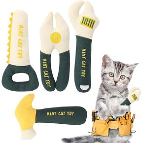 TDTOK Catnip Cat Toys 4 Pack, Soft and Durable Interactive Catnip Filled Kitten Chew Toy, Stress Relief Cat Toys for Indoor Cats Tool Shape