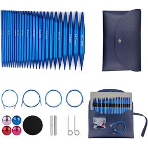 Hzkokon Knitting Needles Set Interchangeable Aluminum Circular Knitting Needles Set 13 Pairs of 4 Inch Premium Aluminum Needles & Accessories Green