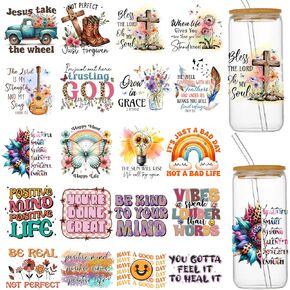 UV DTF Cup Wraps for 16 oz Glass Cups- 20 Sheets Butterfly Uvdtf Cup Wraps Vinyl Decals for Tumblers, Rub on Transfers for Crafts, Cold Transfer Stickers for Mugs Coffee, Bookmarks, Wood Furniture