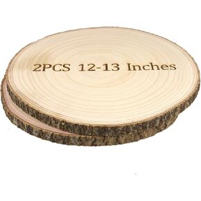 Wood Slices for Centerpieces, 12-13 Inches, 2 Pack, Rustic Wedding Table Decor Large Wood Circles, Rounds, Craft Centerpieces for Tables Decor, Baby Showers and Rustic DIY Projects