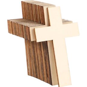 72 Pieces Blank Wooden Cross for Crafts 4.33 x 2.76 Inch Unfinished Cross Shaped Wooden Pieces Blank Wood Cutouts for DIY Easter Projects Church Craft Gift Tags Sunday School Decoration