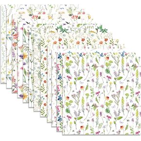 24 Sheets Wildflower Pattern Paper 12" x 12" Spring Wildflower Scrapbook Paper Pad Double-Sided Little Broken Flower Butterfly Patterned Decorative Craft Papers Floral Patterned Cardstock Papers