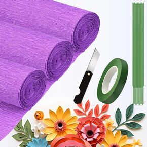 Crepe Paper Roll (9.8Inch x 8.2Ft/3Rolls),DIY Gift Crepe Paper Sheet Color Paper Flower Set for Birthday Decoration, Party Decoration and Wedding Decoration (Yellow)