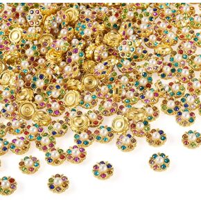 Craftdady 200pcs Sew on Rhinestones for Clothes Shoes Hats Bag Colorful Flower Rhinestone Cabochons Bedazzling Rhinestones for Crafting 12.5 mm Sewing Accessories