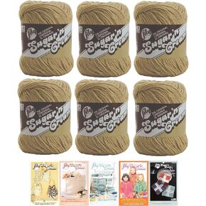 Bulk Buy: Lily Sugar'n Cream Yarn 100% Cotton Solids and Ombres (6-Pack) Medium #4 Worsted Plus 5 Lily Patterns (Jute 00082)