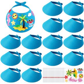 24 Sets Tropical Foam Visors for Kids Summer Felt Visor Crafts DIY Foam Visor Fun Felt DIY Crafts Sun Hats VBS Vacation Bible School Supplies Beach Sun Protection Hawaii Luau Party Decor