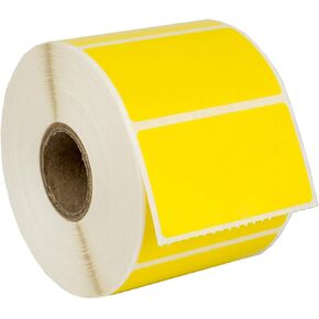 HOUSELABELS 2.25" x 1.25" Yellow Address Labels on 1" Core Compatible with Zebra and Rollo Printers, 6 Rolls / 1,000 Labels per Roll