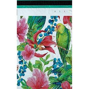 10x13 (100) Pink Tropical Parrot Flowers Poly Mailers Shipping Envelopes Boutique Custom Bags 10" x 13" By ValueMailers