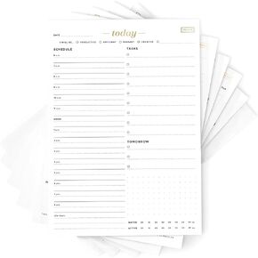 Ink+Volt Today Organizer Pad, Undated Daily Planner with Hourly Schedule, To Do List Notepad for Work & Study, Time Block Hourly Planner | 50 Tear-Off Sheets, Compact Design, Made in USA, 5.75" x 8.5