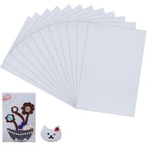 FINGERINSPIRE 12 Sheet Stiff Stuff Beading Foundation White 5.9x3.93inch Rectangle Bead DIY Craft Fabric Embroidery Needle Felt for Bead & Stitch Embroidery Bead Sewing Accessories