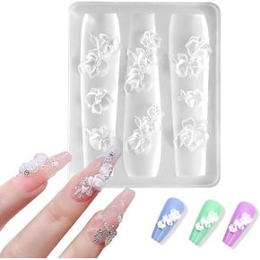3D Flower Molds Silicone for Nails 3D Nail Art Flower Molds Silicone Pattern Design DIY Floral for Gel Petals Silicones Mold Carved Acrylic Charm