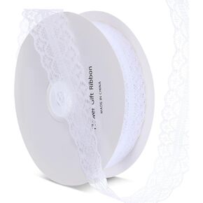 Lace Ribbon Wide lace Fabric Vintage Pattern Roll Ribbons Flower Floral Design DIY Crafts Decorations Sewing Wrapping Diary Handicrafts for Bridal Wedding Birthday Party (White)