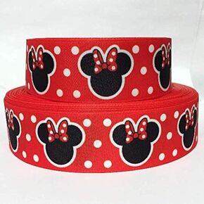 Grosgrain Ribbon 7/8" Mouse Head Red Mother's Day - for Gifts Hairbow Printed Per Yard