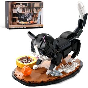 Tuxedo Cat Building Sets for Adult,Animal Black Cat Building Blocks Toy with Display Base,Home or Office Decor,Gift for Teens Boys Girls 8-12 (1200pcs)
