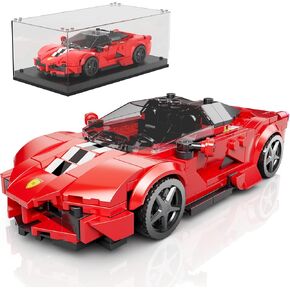 Mould King Speed Champion Car Building Sets, Model Car Set with Display Case, Red Racing for Boys 8+, 27075 Collectible Sports Cars Kit Toy Blocks Display for Adults (374 Pieces)