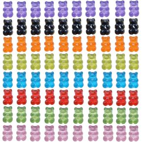 80 Pcs Candy Gummy Bear Charms Resin Bear Pendants for DIY Crafting Slime Dollhouse Decoration(Multi Colors)