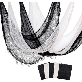 6 PCS Halloween Creepy Cloth, 3 Colors Scary Spooky Fabric Cloth, 30 x 72 Inch Freaky Loose Weave Creepy Gauze for Halloween Party Doorways Outdoors Decoration